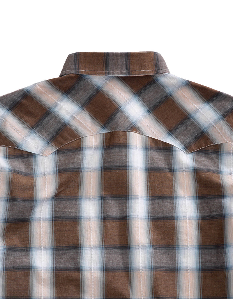 Load image into Gallery viewer, 10-001-0062-0470 BR - Tin Haul Men's Long Sleeve Snap Saddle Dobby Plaid Western Shirt
