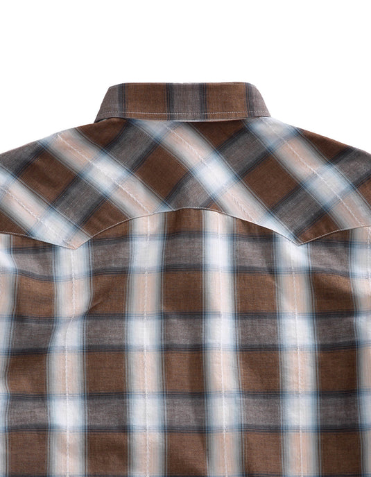 10-001-0062-0470 BR - Tin Haul Men's Long Sleeve Snap Saddle Dobby Plaid Western Shirt