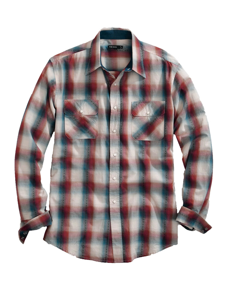 Load image into Gallery viewer, 10-001-0062-0719 BR - Tin Haul Men's Long Sleeve Snap Ombre Dobby Western Shirt
