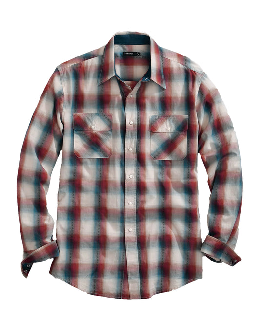 10-001-0062-0719 BR - Tin Haul Men's Long Sleeve Snap Ombre Dobby Western Shirt