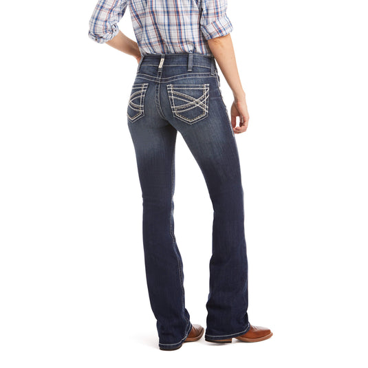 thumbnail interactive-video image 1 of ARIAT Women's Trouser Mid Rise Stretch Entwined Wide Leg Jean Marine At Women's Jeans Store 1 of 12