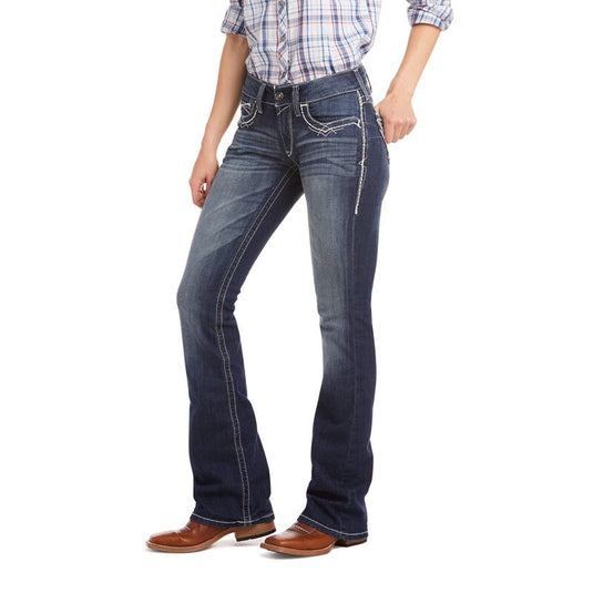 10017510 - Ariat R.E.A.L. Mid Rise Stretch Entwined Boot Cut Jean Marine