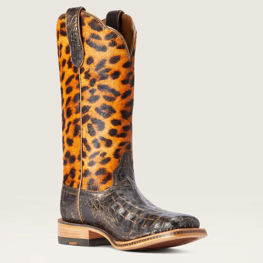 10042540 - Ariat Women's Donatella Brushed Chocolate Caiman Belly Western Boot