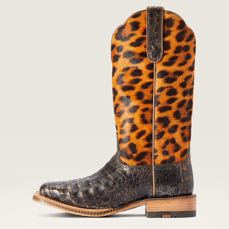 Load image into Gallery viewer, 10042540 - Ariat Women's Donatella Brushed Chocolate Caiman Belly Western Boot

