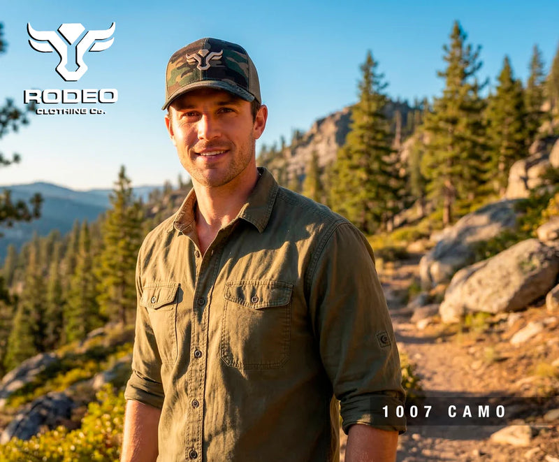 Load image into Gallery viewer, TH101-1007 - CAMO - Rodeo Clothing Men’s Cotton Twill Mesh Western Cap
