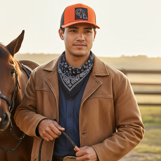 CP112 - Cowboy Prayer 3D Black Orange/Black Cap