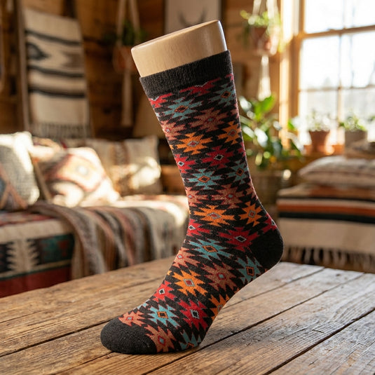 222317GWT - Red Dirt Hat Co Boot Cut Sock Great White Aztec Pattern