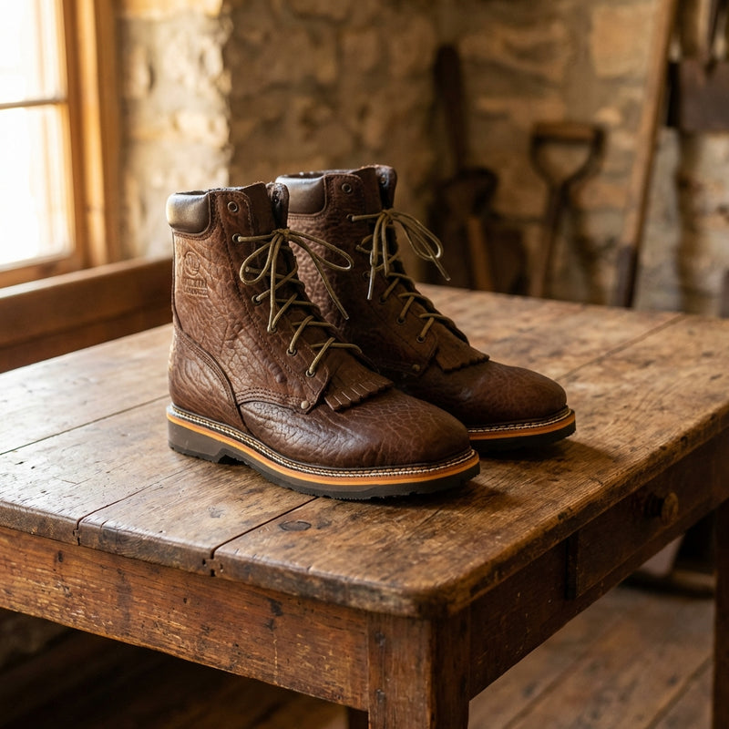 Load image into Gallery viewer, 5501 - RockinLeather Lace Up Square Toe Steel Toe Work Boot
