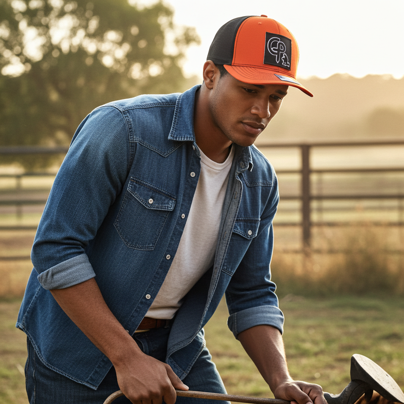 Load image into Gallery viewer, CP112 - Cowboy Prayer 3D Black Orange/Black Cap
