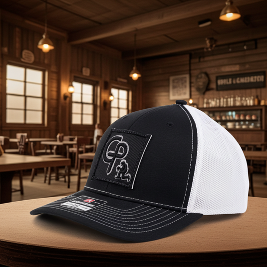 CP114 - Cowboy Prayer 3D Black  Black/White Cap