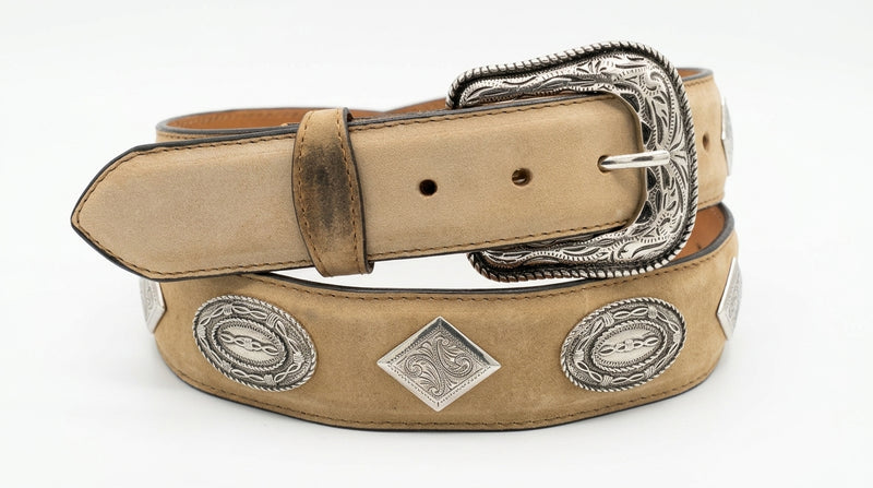 Load image into Gallery viewer, B40 - RockinLeather Brown Belt with Conchos
