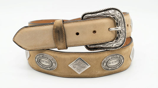 B40 - RockinLeather Brown Belt with Conchos