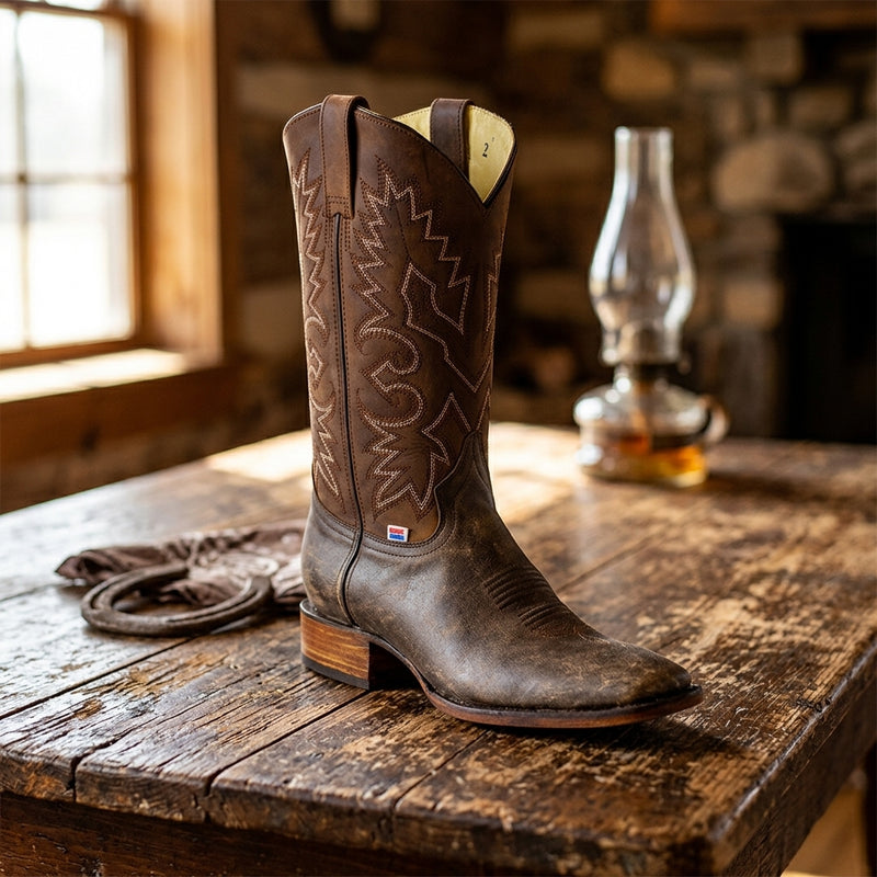 Load image into Gallery viewer, 1170 - RockinLeather Men's Bomber Brown Square Toe Western Boot
