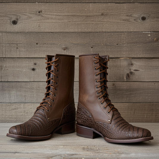 CP5002 - Cowboy Prayer Men's Gator Print Lace Up Packer Boots