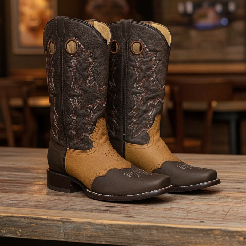 Load image into Gallery viewer, CP5005 - Cowboy Prayer Men's Chocolate Western Boot With Overlay
