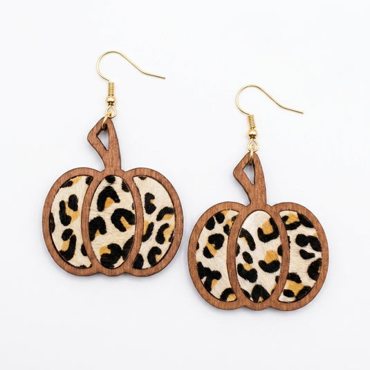 DLLER33 - Ladies Multicolor Animal Print Pumpkin Shape Drop Earrings