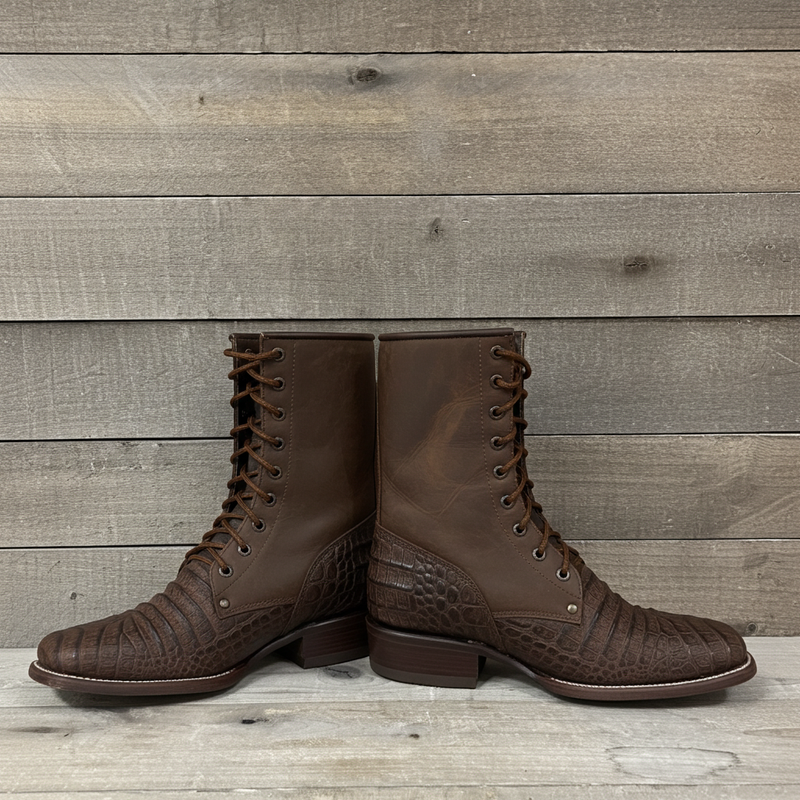 Load image into Gallery viewer, CP5002 - Cowboy Prayer Men&#39;s Gator Print Lace Up Packer Boots

