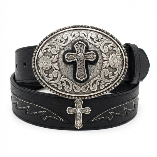 A1512201 - Ariat Black Belt with Cross Buckle