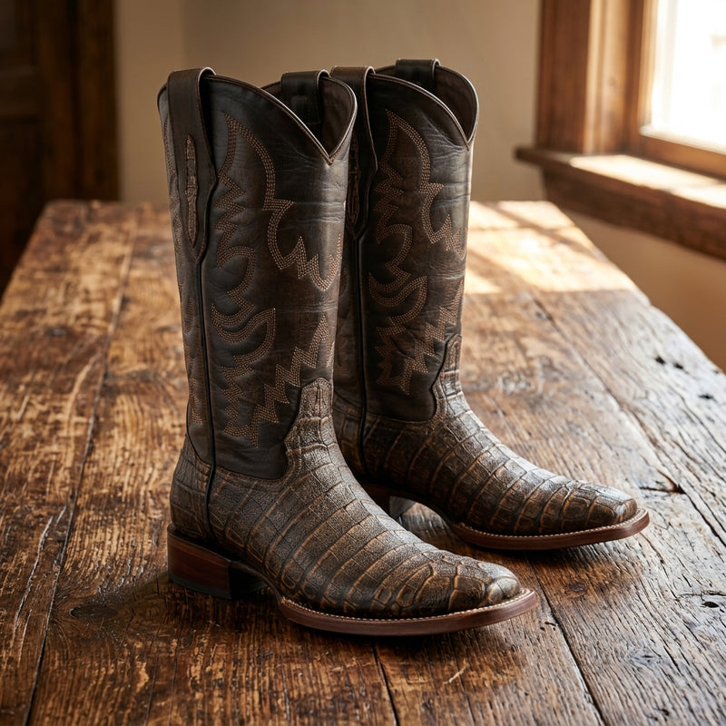 Load image into Gallery viewer, 8035 - RockinLeather Men's Caiman Square Toe Western Boot
