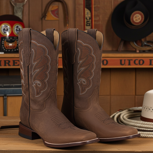 1806 - RockinLeather Men's Mad Dog Cowhide Western Boot With Square Toe