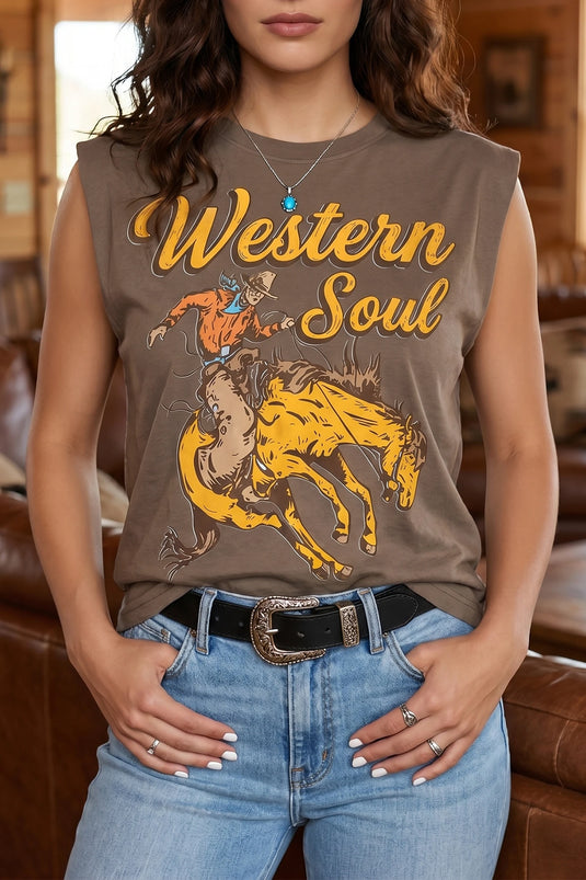 DLLS735 - Ladies Breen Western Soul Sleeveless Round Neck Muscle Top