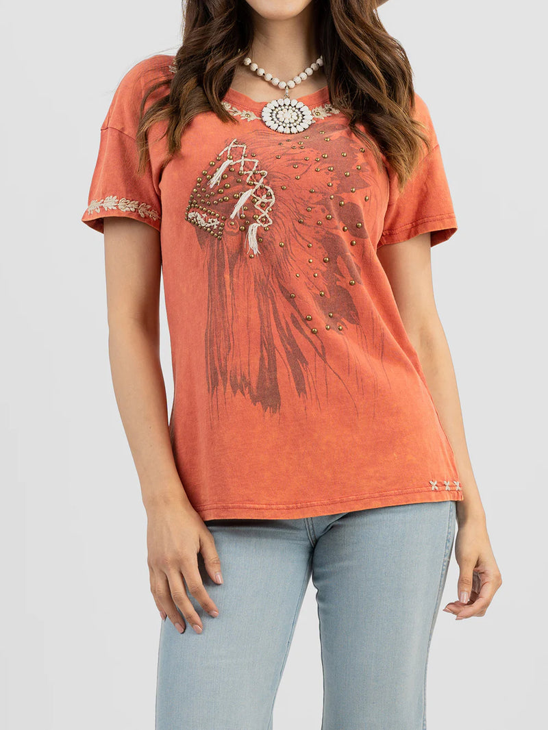 Load image into Gallery viewer, DL-T019RD - Delila Women&#39;s Mineral Wash “Tribe” Graphic Short Sleeve Tee
