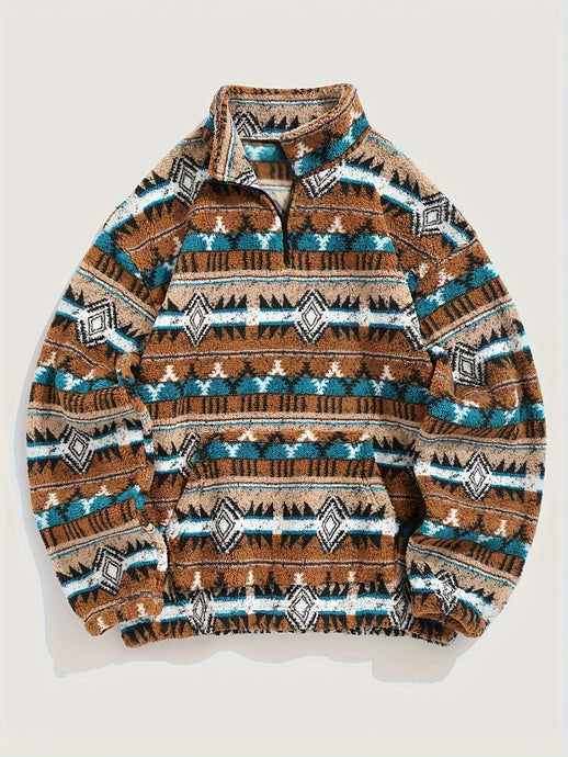 TMSWST14 - Men's Western Print 1/4 Zip Pullover