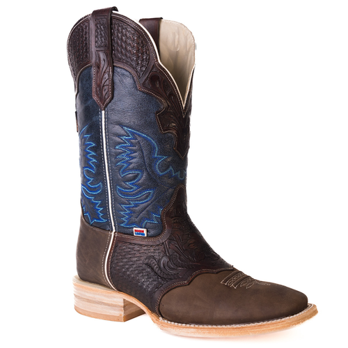 1101 - RockinLeather Men's Hand Tooled Overlay Western Boot
