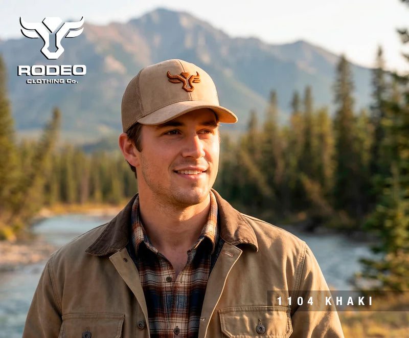 Load image into Gallery viewer, TH101-1104 - KHAKI - Rodeo Clothing Men’s Cotton Twill Mesh Western Cap
