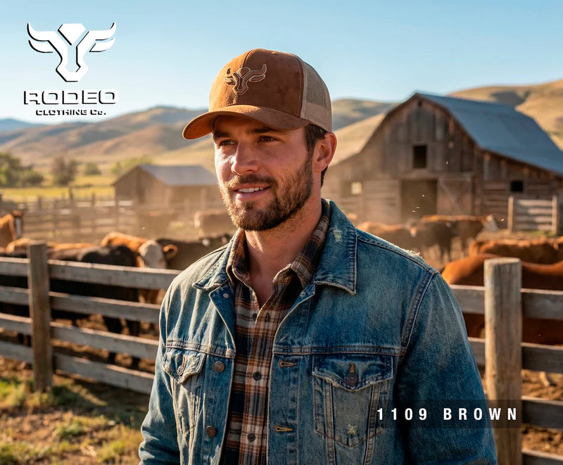 Load image into Gallery viewer, TH101-1109 - BROWN - Rodeo Clothing Men’s Cotton Twill Mesh Western Cap
