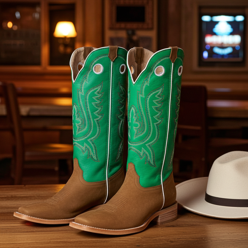 Load image into Gallery viewer, 1107 - RockinLeather Men&#39;s Buckaroo Green Shaft Western Boot

