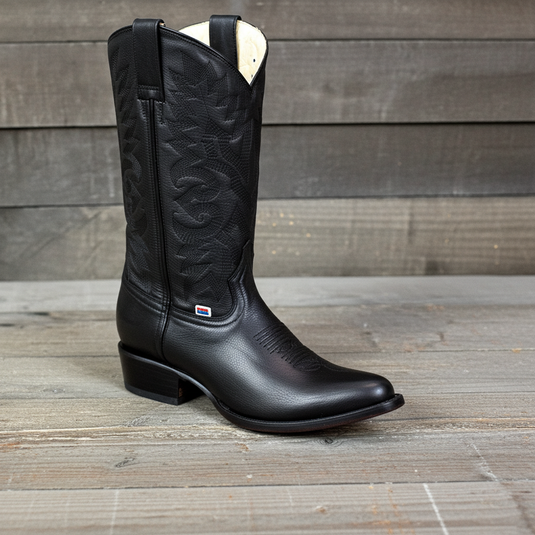 1146 - RockinLeather Men's Barcelona Black R Toe Western Boot