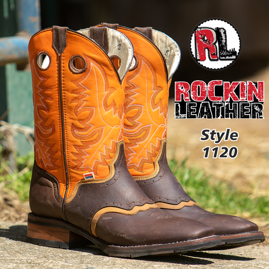 1120 - RockinLeather Men's Square Toe Western Boot With Underlay
