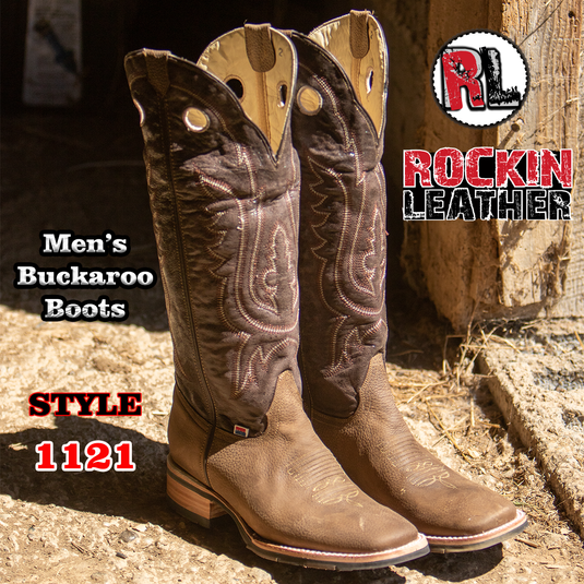 1121 - RockinLeather Men's Buckaroo Distressed Brown Western Boot