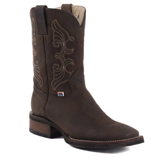 1122 - RockinLeather Men's Distressed Brown Square Toe Western Boot