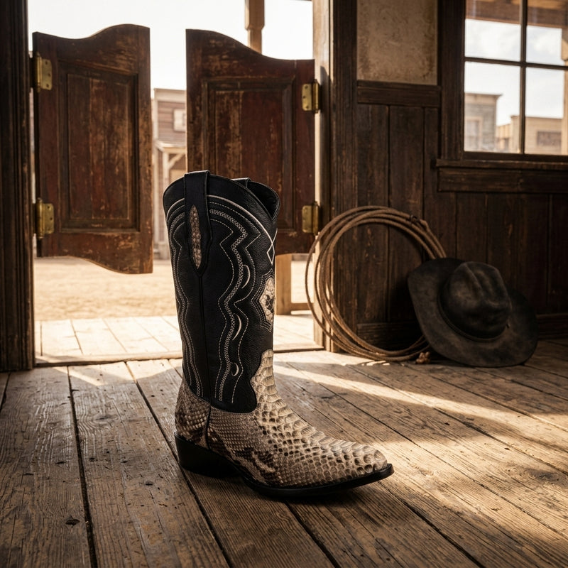 Load image into Gallery viewer, 8004 - RockinLeather Men's Genuine Natural Python Boots
