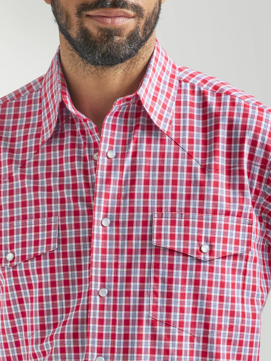 112324688 - Men's Wrangler® Wrinkle Resist Long Sleeve Shirt - Red