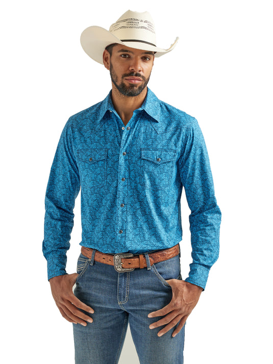 112324831 - Men's Wrangler Wrangler® 20X® Competition Advanced Comfort Long Sleeve Shirt - Blue