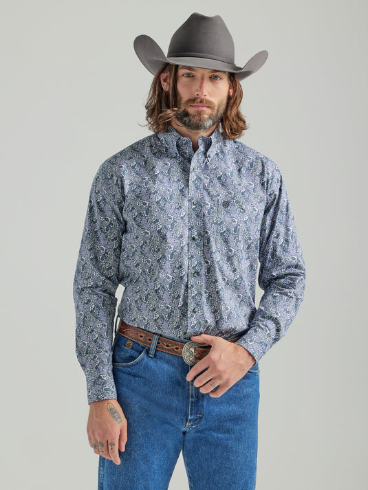 112324861 - Men's Wrangler George Strait Long Sleeve Shirt - Purple