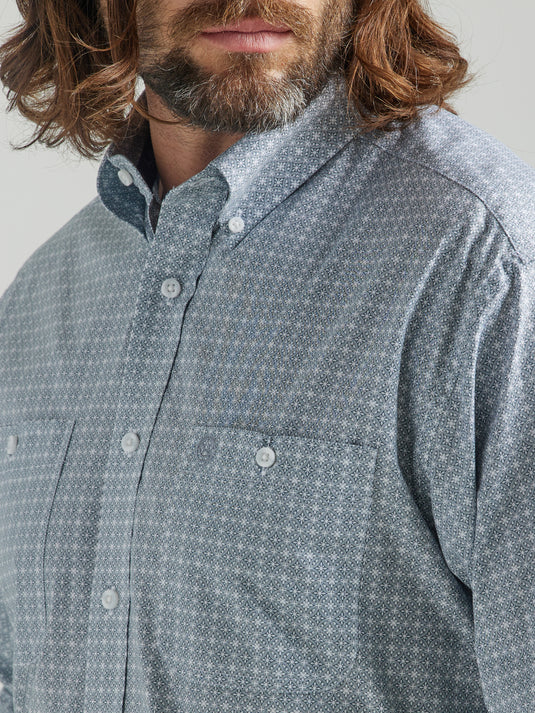 112324885 - Men's Wrangler George Strait Long Sleeve Shirt - Grey