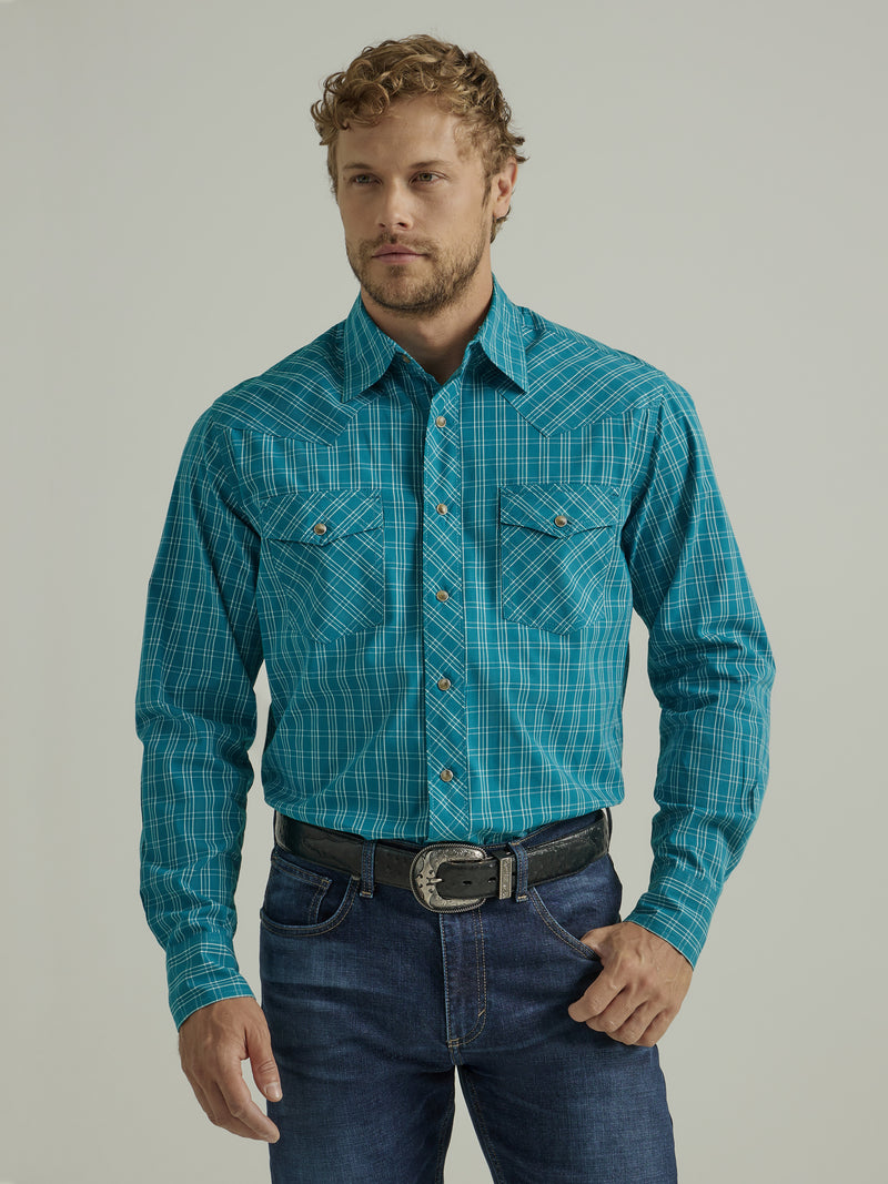 Load image into Gallery viewer, 112330525 - Wrangler® 20X® Competition Advanced Comfort Long Sleeve Shirt - Classic Fit - Teal
