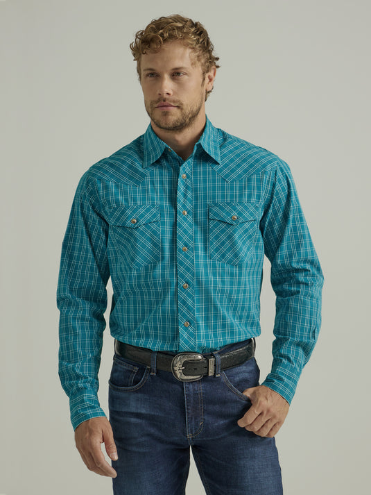 112330525 - Wrangler® 20X® Competition Advanced Comfort Long Sleeve Shirt - Classic Fit - Teal