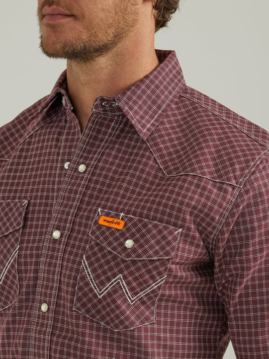 112337357 - Wrangler® FR Flame Resistant Long Sleeve Work Shirt - Burgundy