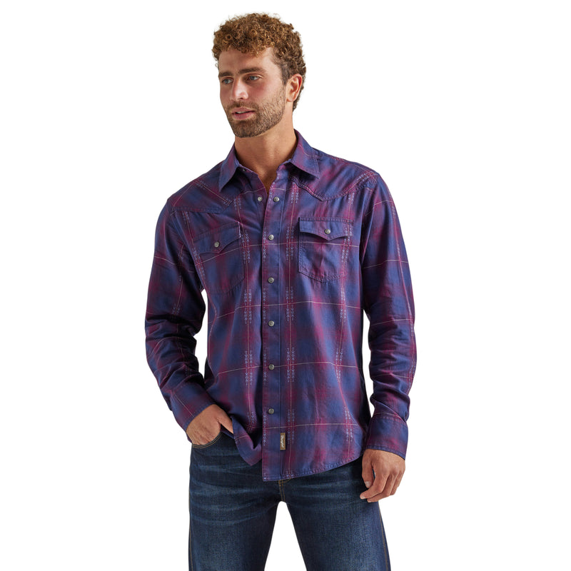 Load image into Gallery viewer, 112338150 - Wrangler Retro® Premium Long Sleeve Snap Shirt - Modern Fit - Navy/Midnight Blue
