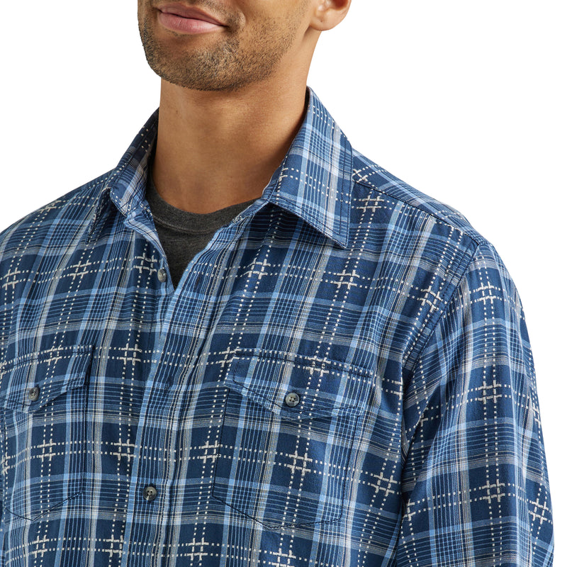 Load image into Gallery viewer, 112338153 - Wrangler Retro® Premium Long Sleeve Button Shirt - Modern Fit - Blue
