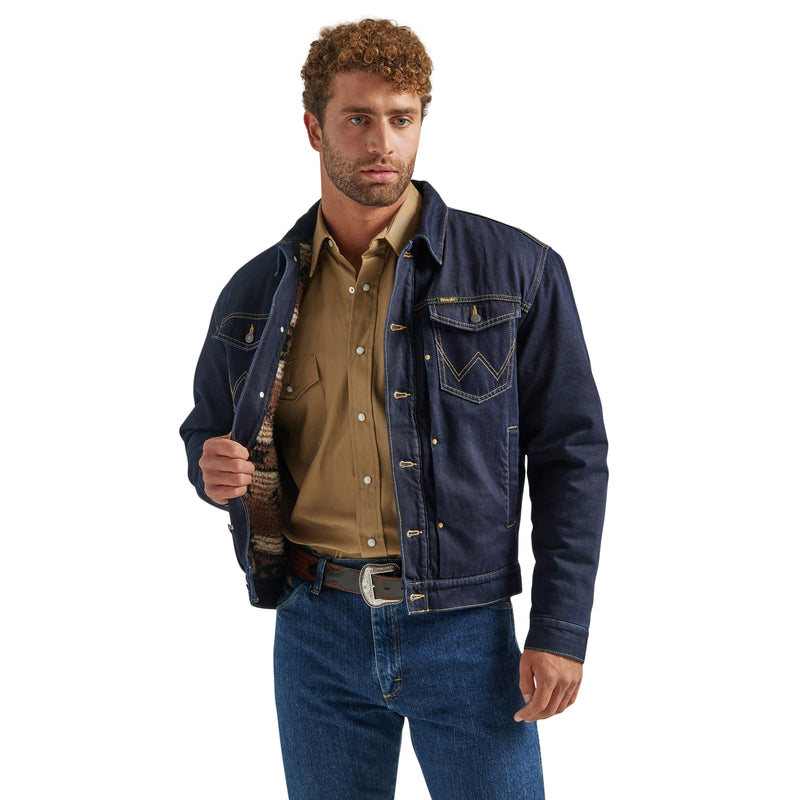 Load image into Gallery viewer, 112338627 - Wrangler® Western Vintage Sherpa Lined Denim Trucker Jacket In Hunter
