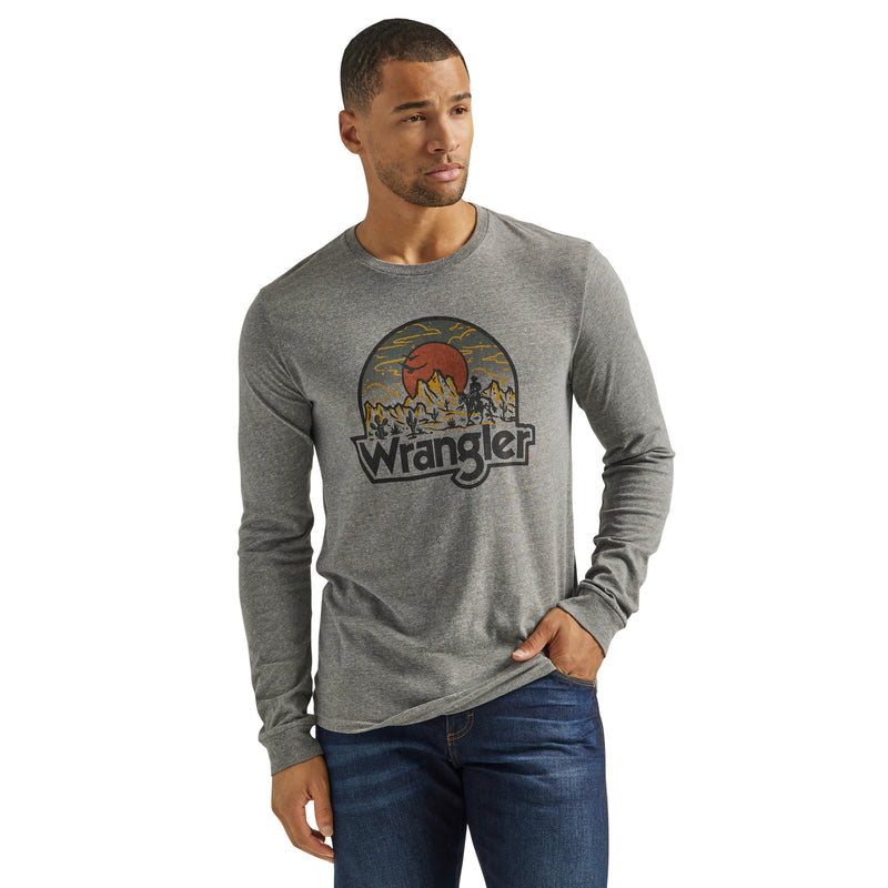 Load image into Gallery viewer, 112339600 - Wrangler Men&#39;s Long Sleeve Desert Sunrise T-Shirt in Graphite Heather
