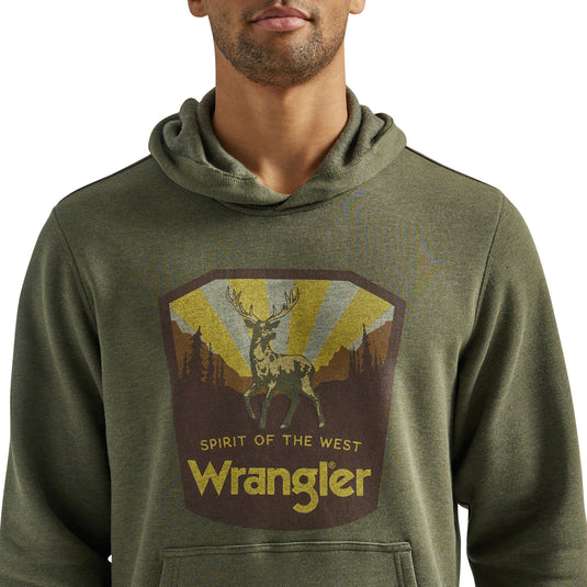 112339644 - Wrangler Men's Logo Pullover Hoodie In Deep Depths Heather