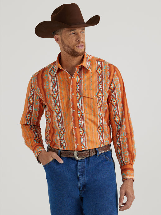 112344417 - Men's Checotah® Long Sleeve Western Snap Printed Shirt In Rust