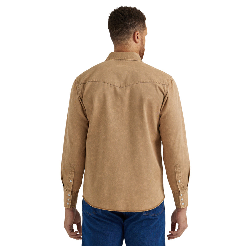 Load image into Gallery viewer, 112345070 - Vintage-Inspired Western Snap Work Shirt In Tan
